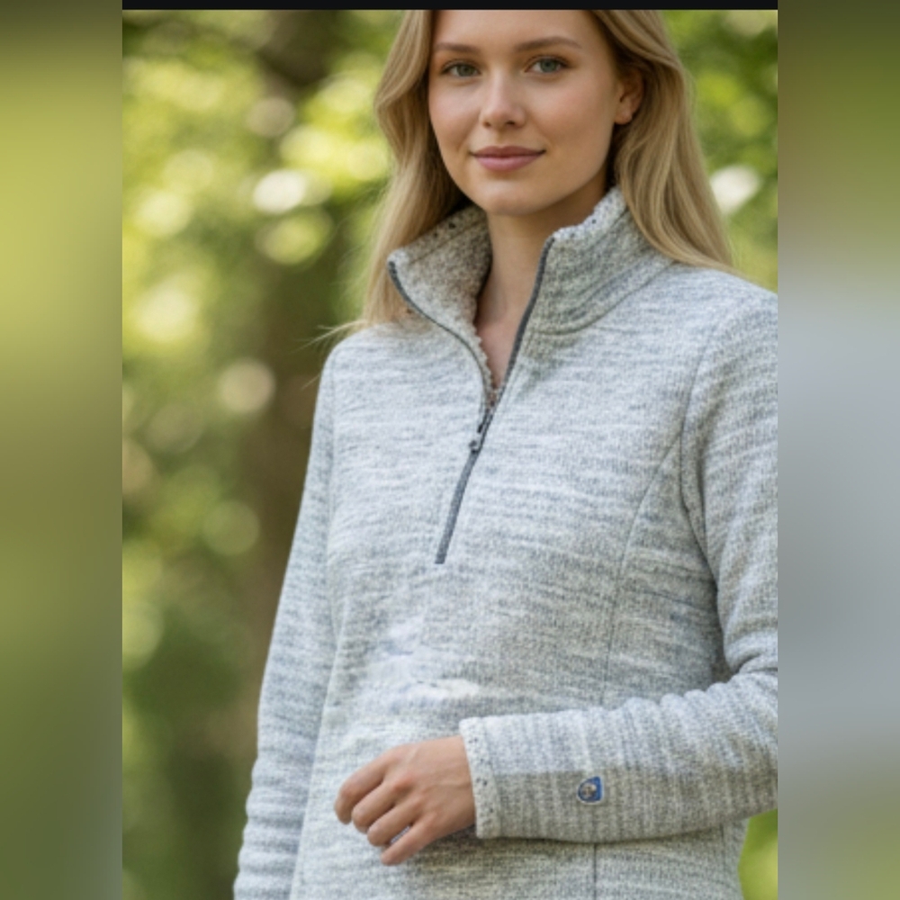 Cozy Heather Gray Women's Half-Zip Sweater
